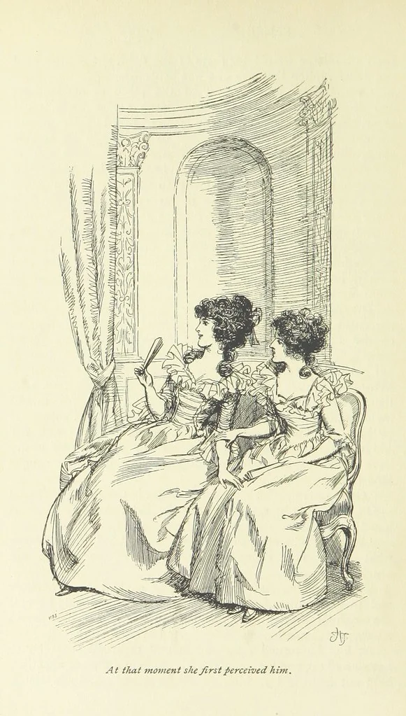 An illustration from Sense and sensibility, 1896, leaf 172