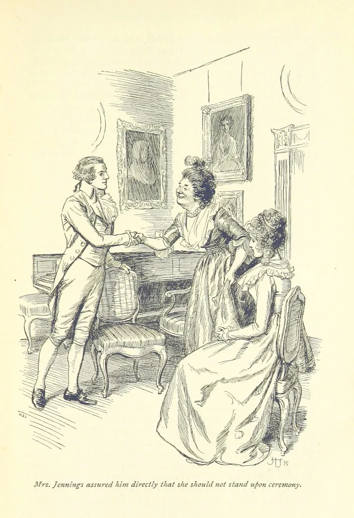 An illustration from Sense and sensibility, 1896, leaf 215