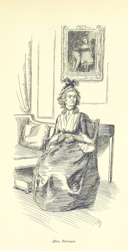 An illustration from Sense and sensibility, 1896, leaf 227