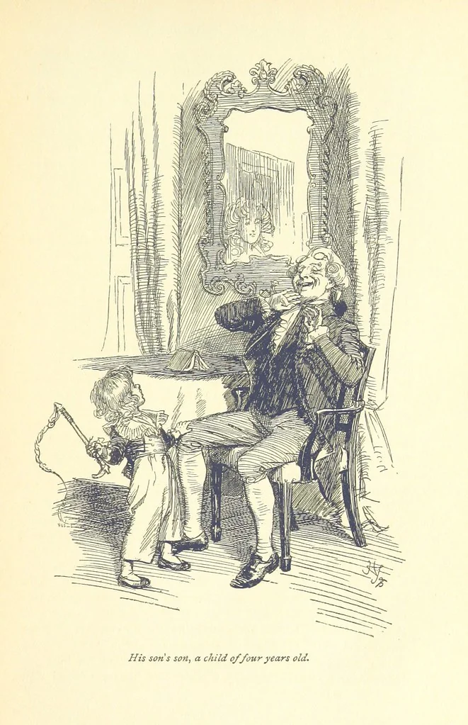 An illustration from Sense and sensibility, 1896, leaf 23