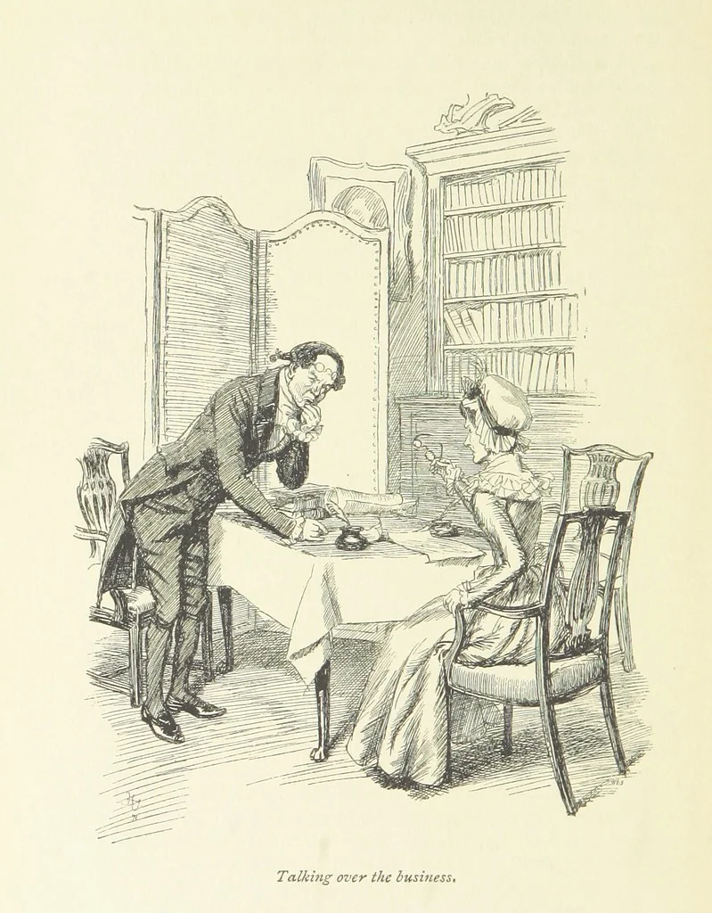 An illustration from Sense and sensibility, 1896, leaf 256