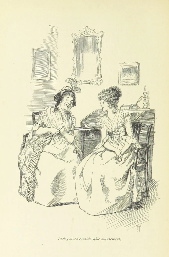 An illustration from Sense and sensibility, 1896, leaf 278