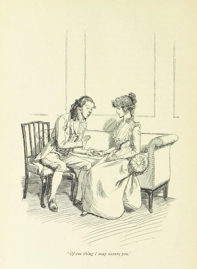 An illustration from Sense and sensibility, 1896, leaf 284