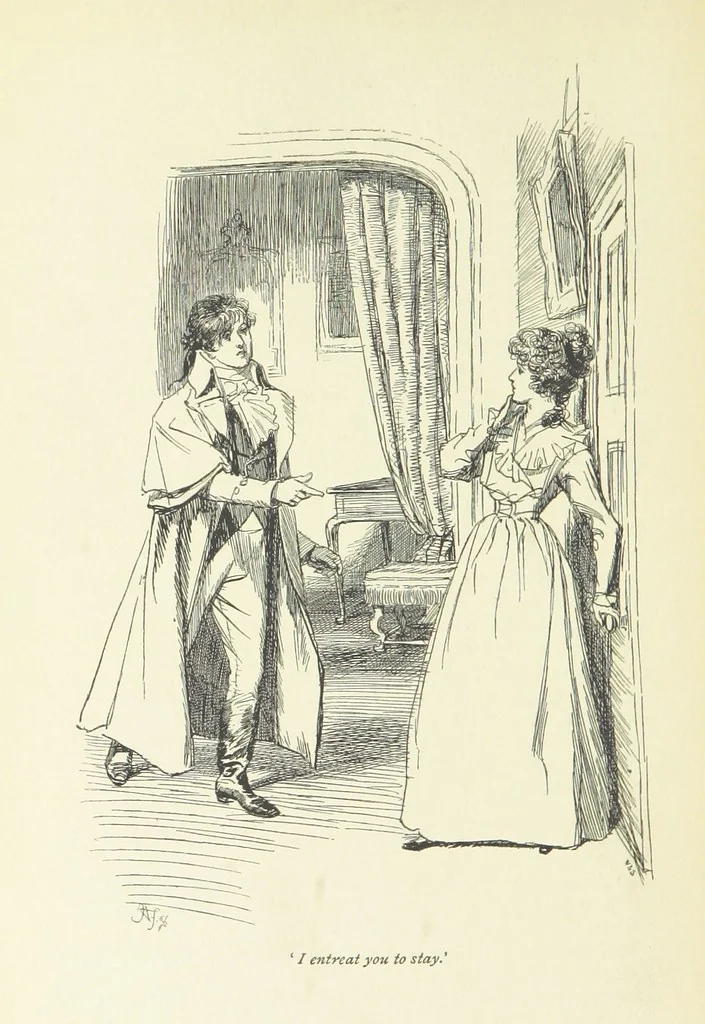 An illustration from Sense and sensibility, 1896, leaf 304