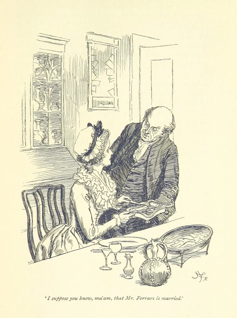 An illustration from Sense and sensibility, 1896, leaf 337