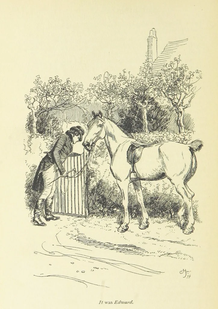 An illustration from Sense and sensibility, 1896, leaf 342