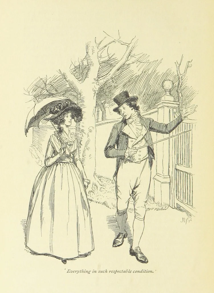 An illustration from Sense and sensibility, 1896, leaf 358