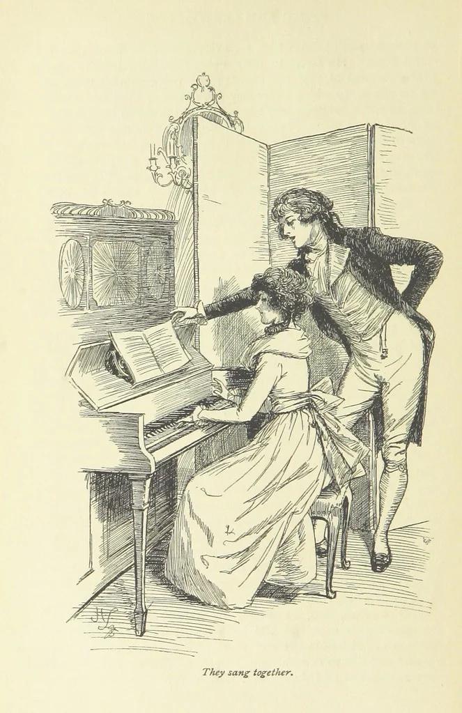 An illustration from Sense and sensibility, 1896, leaf 62