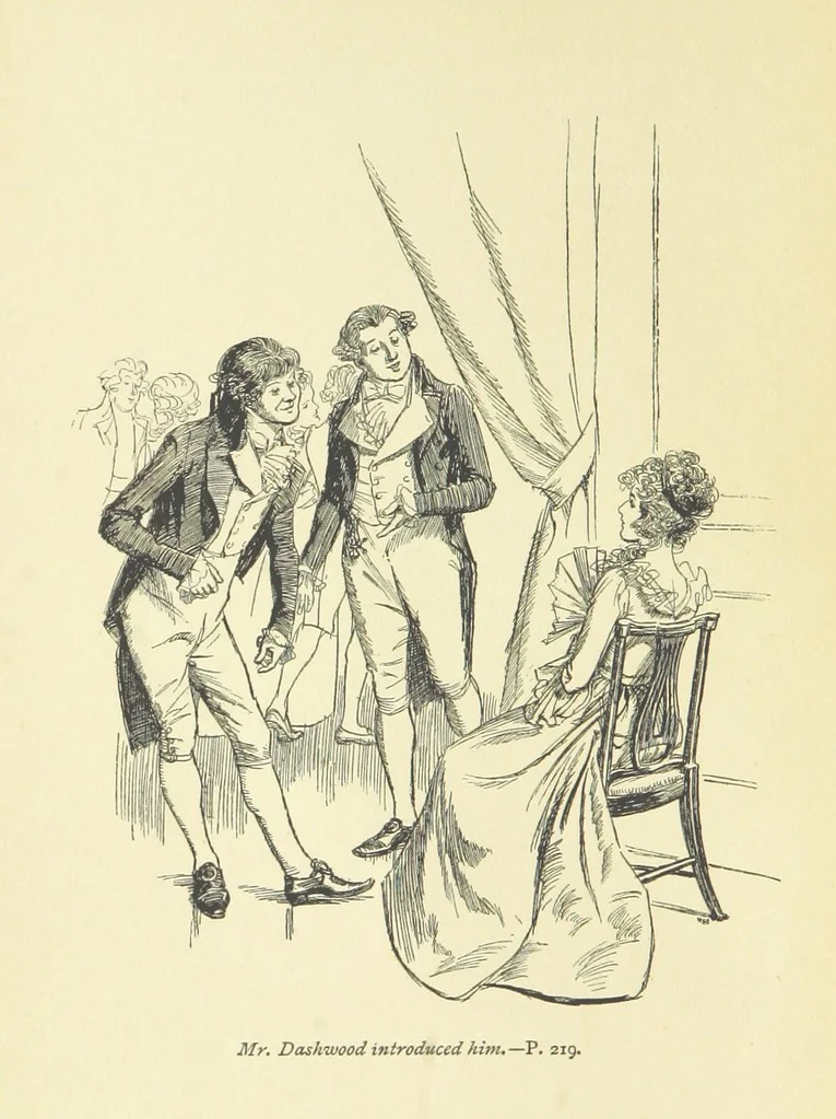 An illustration from Sense and sensibility, 1896, leaf 8