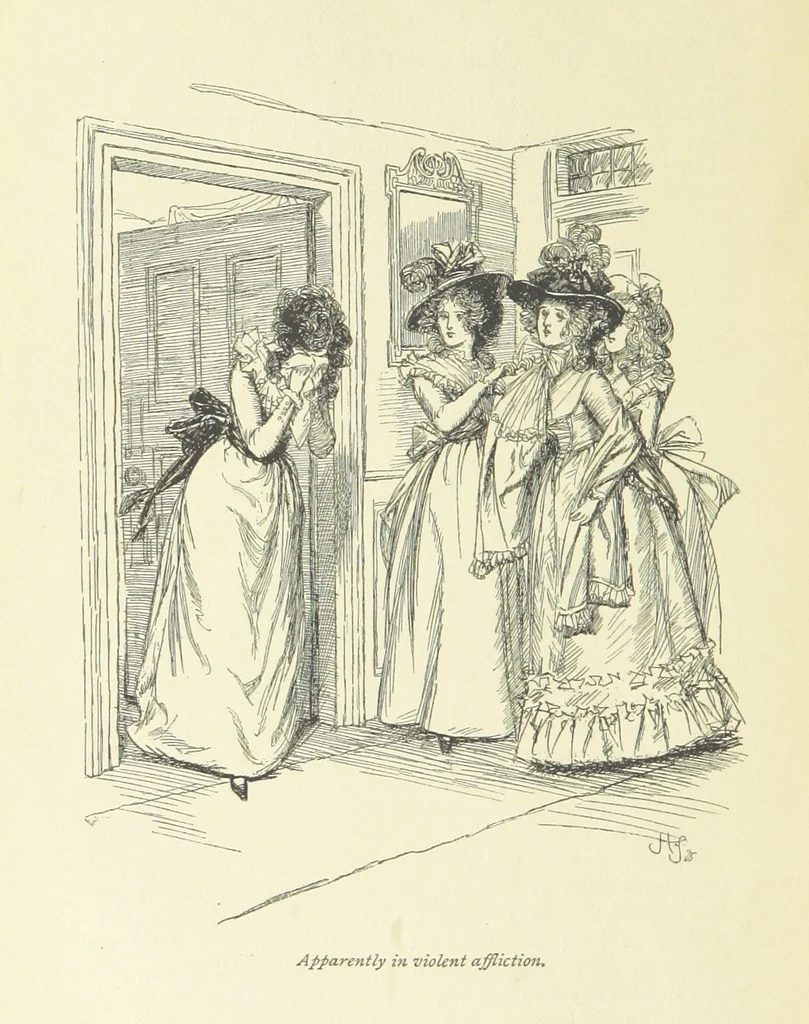 An illustration from Sense and sensibility, 1896, leaf 86