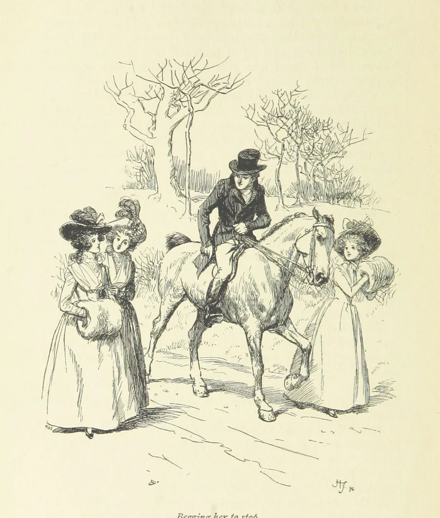 An illustration from Sense and sensibility, 1896, leaf 96