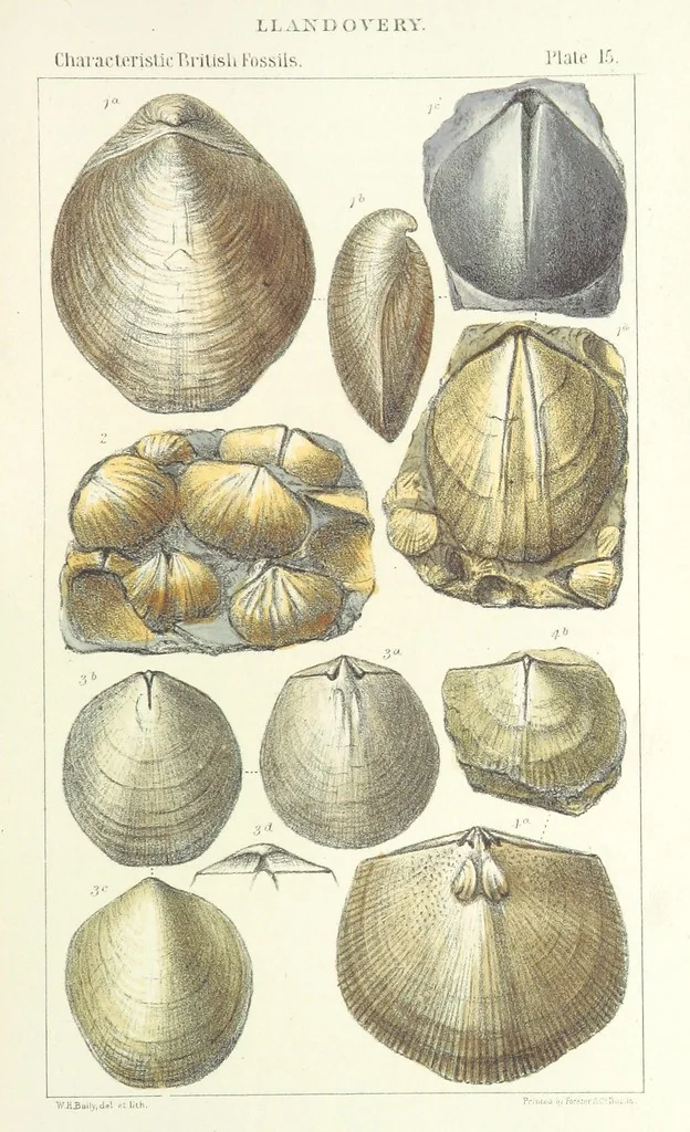 An illustration from Figures of Characteristic British Fossils: with descriptive remarks. vol. 1. Palæozoic, 1867, leaf 129