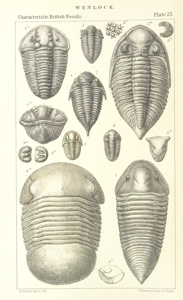 An illustration from Figures of Characteristic British Fossils: with descriptive remarks. vol. 1. Palæozoic, 1867, leaf 190