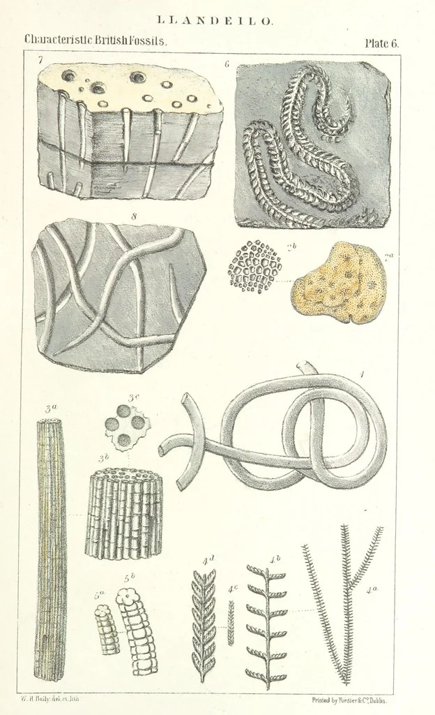 An illustration from Figures of Characteristic British Fossils: with descriptive remarks. vol. 1. Palæozoic, 1867, leaf 63