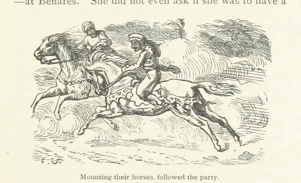 An illustration from Vikram and Vampire; or, Tales of Hindu devilry. Adapted by Captain Sir Richard F. Burton [from the Baitāl-Pachīsī] ... Edited by his wife, Isabel Burton ... With thirty-three illustrations by Ernest Griset, 1893, leaf 107