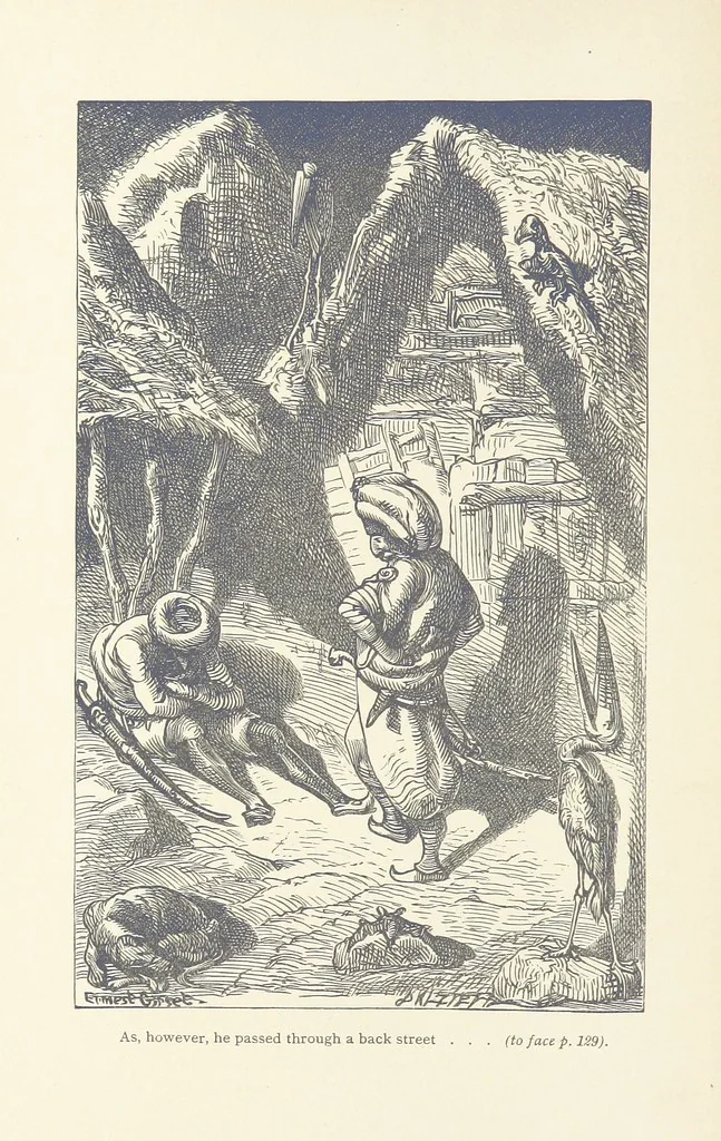 An illustration from Vikram and Vampire; or, Tales of Hindu devilry. Adapted by Captain Sir Richard F. Burton [from the Baitāl-Pachīsī] ... Edited by his wife, Isabel Burton ... With thirty-three illustrations by Ernest Griset, 1893, leaf 170