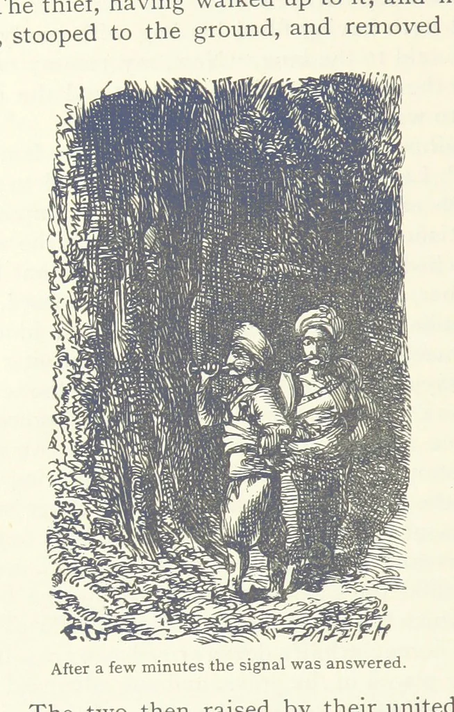 An illustration from Vikram and Vampire; or, Tales of Hindu devilry. Adapted by Captain Sir Richard F. Burton [from the Baitāl-Pachīsī] ... Edited by his wife, Isabel Burton ... With thirty-three illustrations by Ernest Griset, 1893, leaf 174