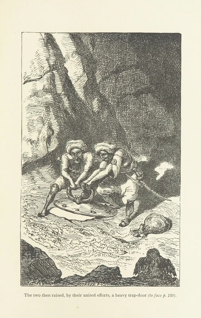 An illustration from Vikram and Vampire; or, Tales of Hindu devilry. Adapted by Captain Sir Richard F. Burton [from the Baitāl-Pachīsī] ... Edited by his wife, Isabel Burton ... With thirty-three illustrations by Ernest Griset, 1893, leaf 175