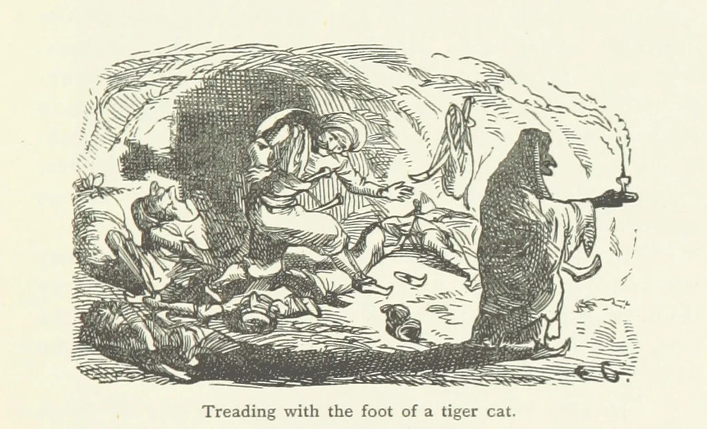 An illustration from Vikram and Vampire; or, Tales of Hindu devilry. Adapted by Captain Sir Richard F. Burton [from the Baitāl-Pachīsī] ... Edited by his wife, Isabel Burton ... With thirty-three illustrations by Ernest Griset, 1893, leaf 179
