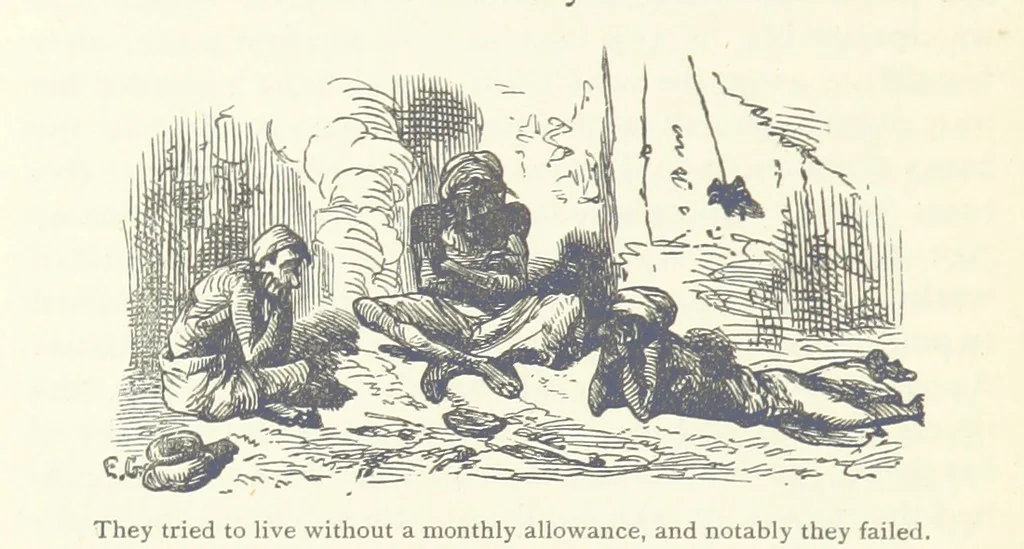 An illustration from Vikram and Vampire; or, Tales of Hindu devilry. Adapted by Captain Sir Richard F. Burton [from the Baitāl-Pachīsī] ... Edited by his wife, Isabel Burton ... With thirty-three illustrations by Ernest Griset, 1893, leaf 222