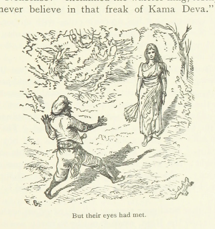 An illustration from Vikram and Vampire; or, Tales of Hindu devilry. Adapted by Captain Sir Richard F. Burton [from the Baitāl-Pachīsī] ... Edited by his wife, Isabel Burton ... With thirty-three illustrations by Ernest Griset, 1893, leaf 239