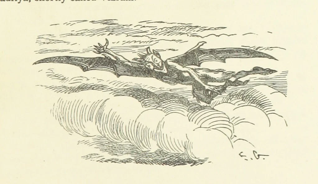 An illustration from Vikram and Vampire; or, Tales of Hindu devilry. Adapted by Captain Sir Richard F. Burton [from the Baitāl-Pachīsī] ... Edited by his wife, Isabel Burton ... With thirty-three illustrations by Ernest Griset, 1893, leaf 303