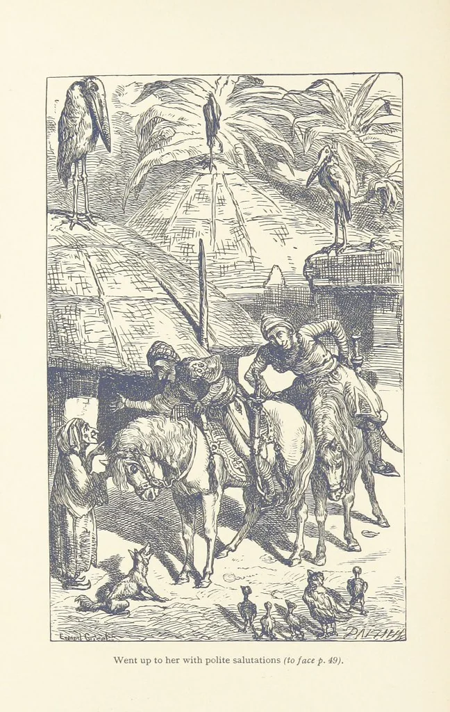 An illustration from Vikram and Vampire; or, Tales of Hindu devilry. Adapted by Captain Sir Richard F. Burton [from the Baitāl-Pachīsī] ... Edited by his wife, Isabel Burton ... With thirty-three illustrations by Ernest Griset, 1893, leaf 82