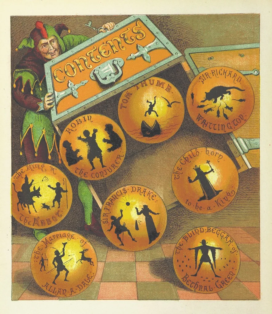 An illustration from The Merry Ballads of the Olden Time, illustrated in pictures & rhyme, 1880, leaf 10