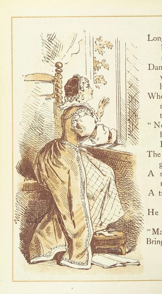 An illustration from The Merry Ballads of the Olden Time, illustrated in pictures & rhyme, 1880, leaf 102