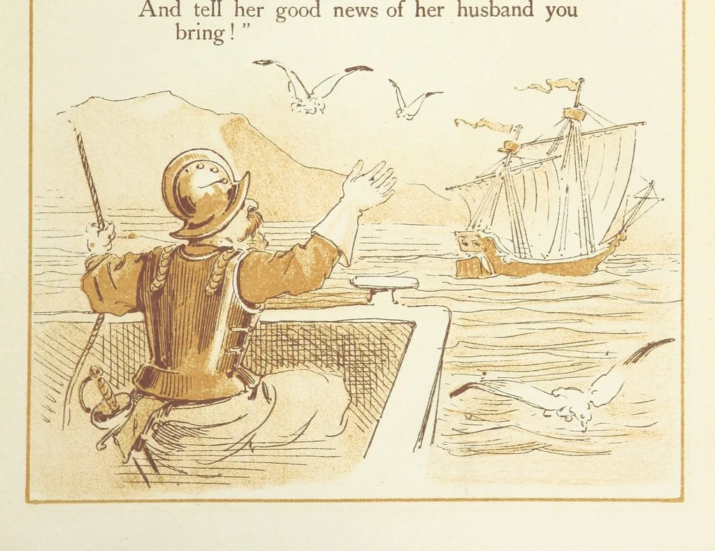 An illustration from The Merry Ballads of the Olden Time, illustrated in pictures & rhyme, 1880, leaf 105