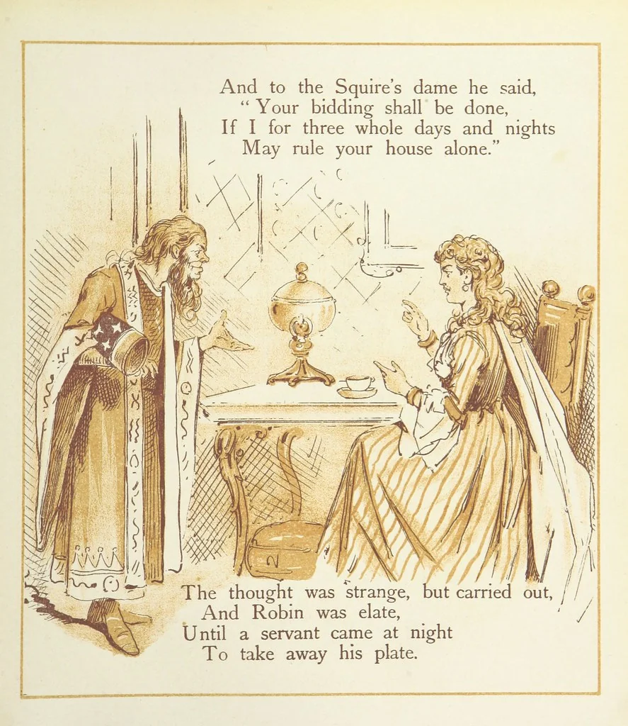An illustration from The Merry Ballads of the Olden Time, illustrated in pictures & rhyme, 1880, leaf 117