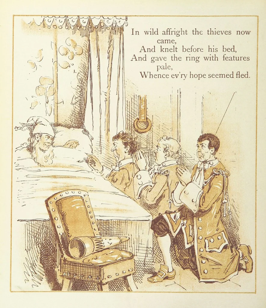 An illustration from The Merry Ballads of the Olden Time, illustrated in pictures & rhyme, 1880, leaf 124