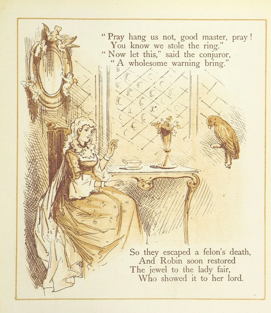 An illustration from The Merry Ballads of the Olden Time, illustrated in pictures & rhyme, 1880, leaf 125