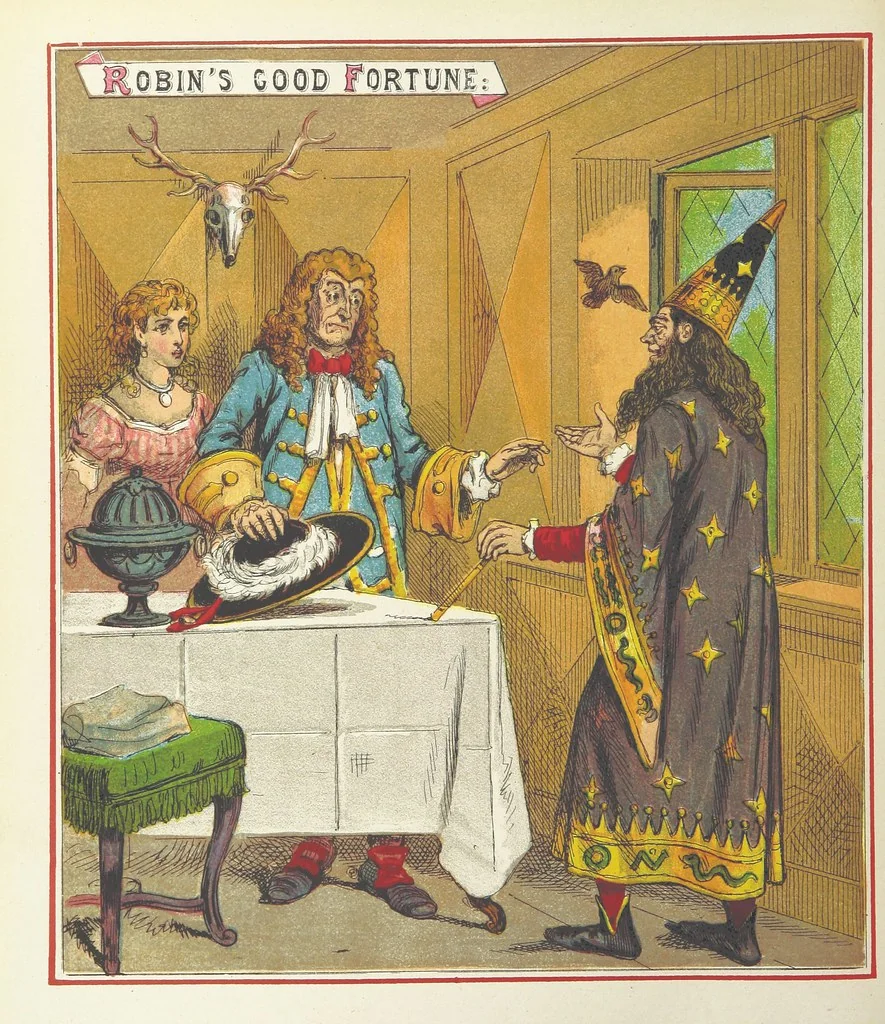 An illustration from The Merry Ballads of the Olden Time, illustrated in pictures & rhyme, 1880, leaf 128