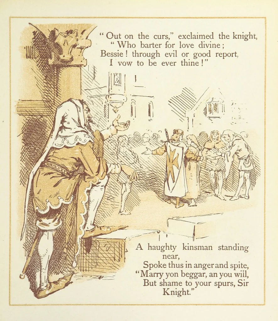 An illustration from The Merry Ballads of the Olden Time, illustrated in pictures & rhyme, 1880, leaf 137