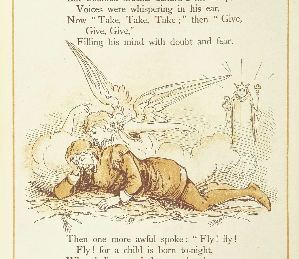 An illustration from The Merry Ballads of the Olden Time, illustrated in pictures & rhyme, 1880, leaf 154