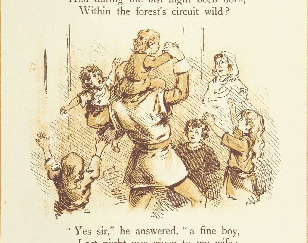 An illustration from The Merry Ballads of the Olden Time, illustrated in pictures & rhyme, 1880, leaf 155