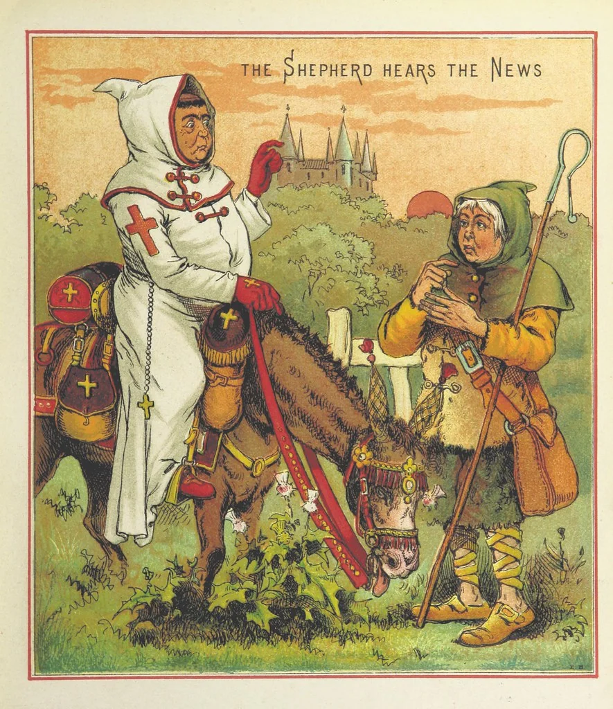 An illustration from The Merry Ballads of the Olden Time, illustrated in pictures & rhyme, 1880, leaf 21