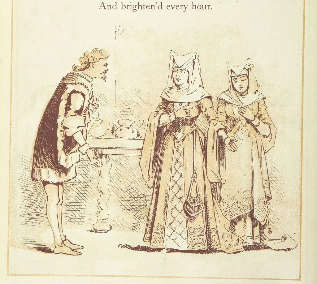 An illustration from The Merry Ballads of the Olden Time, illustrated in pictures & rhyme, 1880, leaf 42