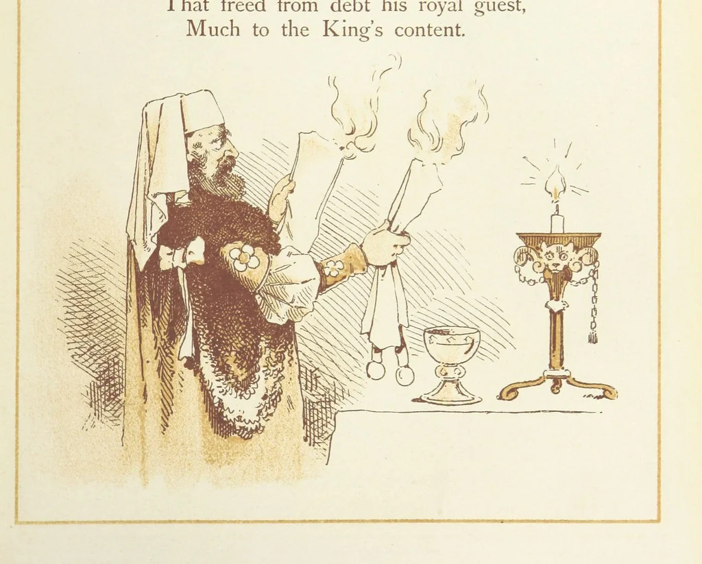 An illustration from The Merry Ballads of the Olden Time, illustrated in pictures & rhyme, 1880, leaf 45