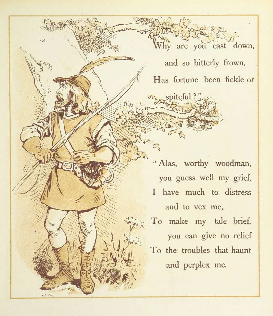 An illustration from The Merry Ballads of the Olden Time, illustrated in pictures & rhyme, 1880, leaf 75
