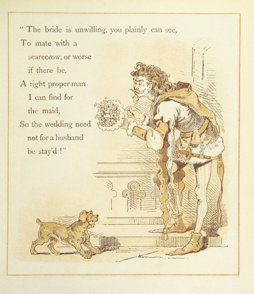 An illustration from The Merry Ballads of the Olden Time, illustrated in pictures & rhyme, 1880, leaf 83