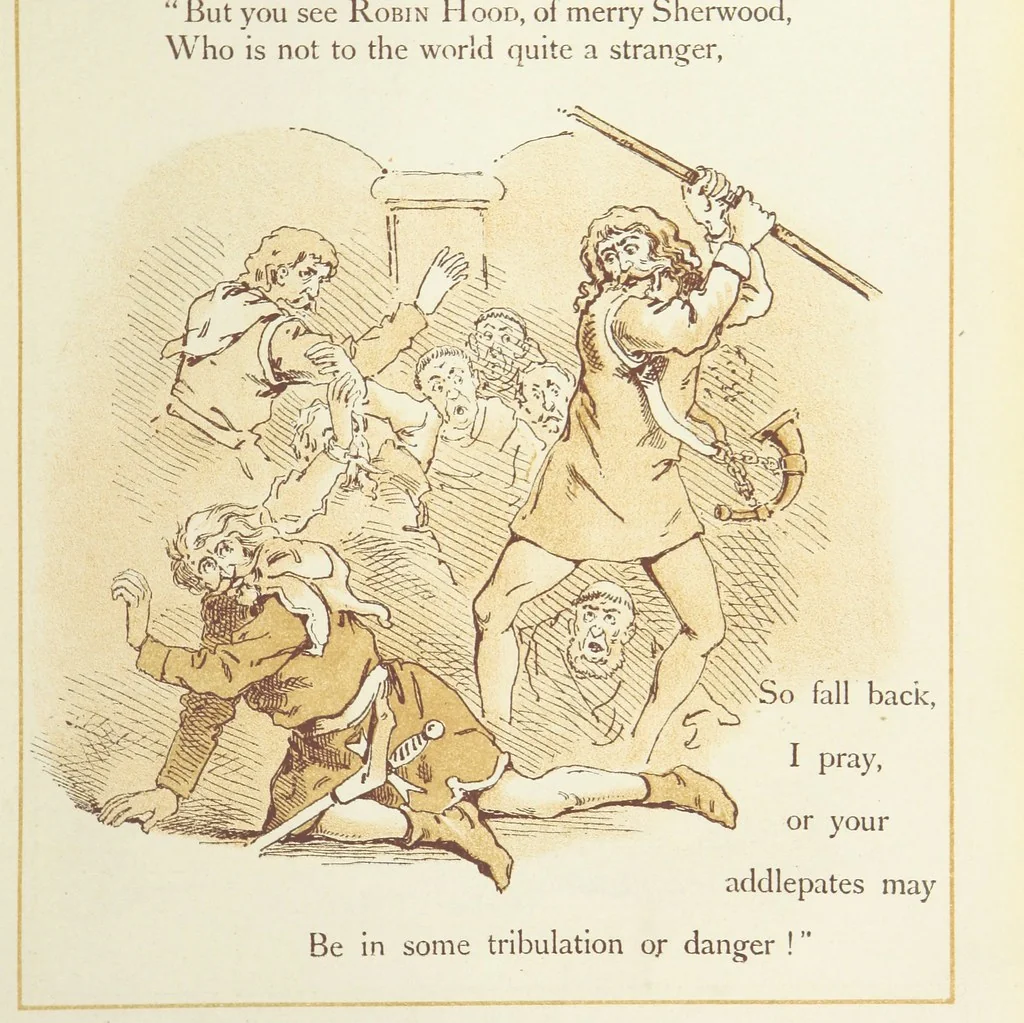 An illustration from The Merry Ballads of the Olden Time, illustrated in pictures & rhyme, 1880, leaf 85