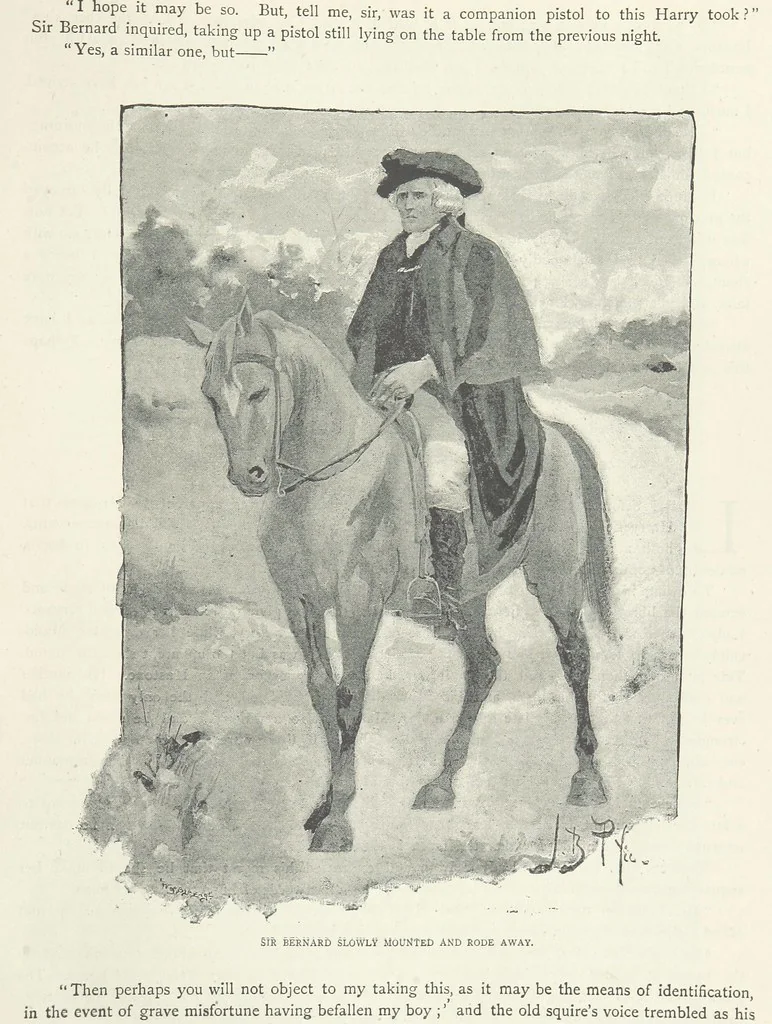 An illustration from The Lumley Wood Mystery ... Illustrated by J. B. Partridge, 1890, leaf 17