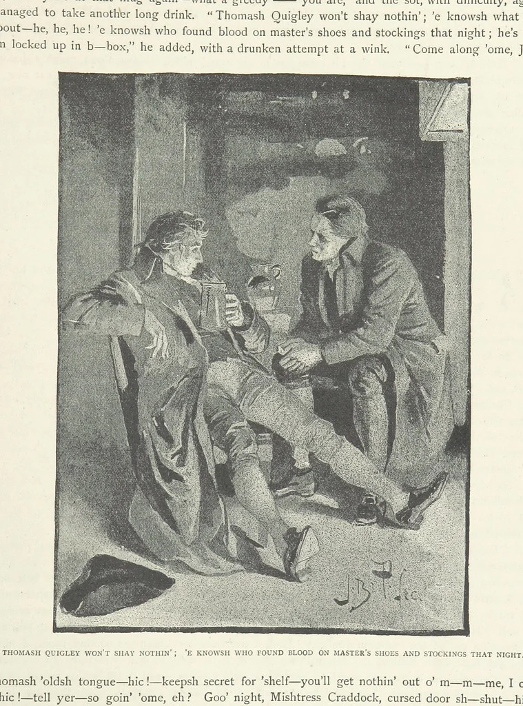 An illustration from The Lumley Wood Mystery ... Illustrated by J. B. Partridge, 1890, leaf 25