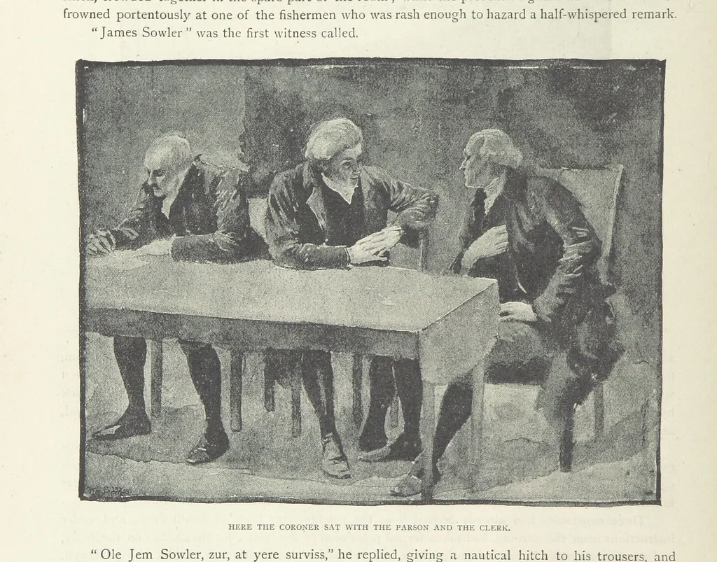 An illustration from The Lumley Wood Mystery ... Illustrated by J. B. Partridge, 1890, leaf 30