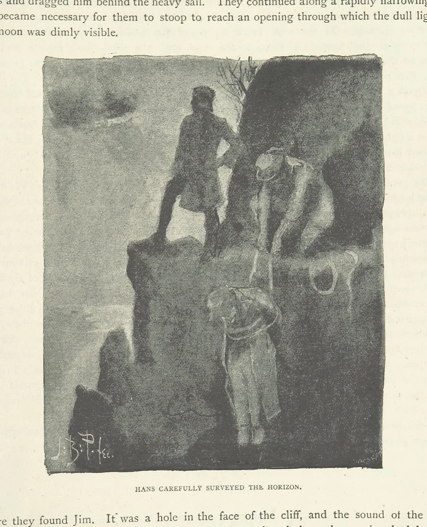 An illustration from The Lumley Wood Mystery ... Illustrated by J. B. Partridge, 1890, leaf 69