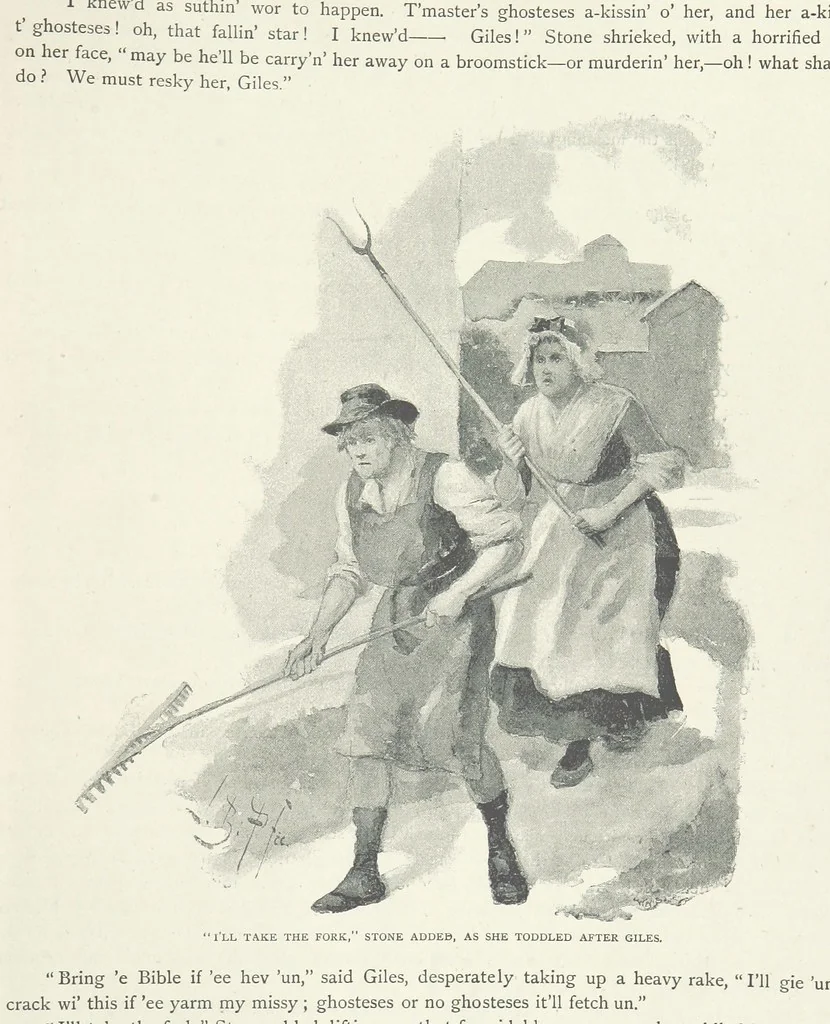 An illustration from The Lumley Wood Mystery ... Illustrated by J. B. Partridge, 1890, leaf 89