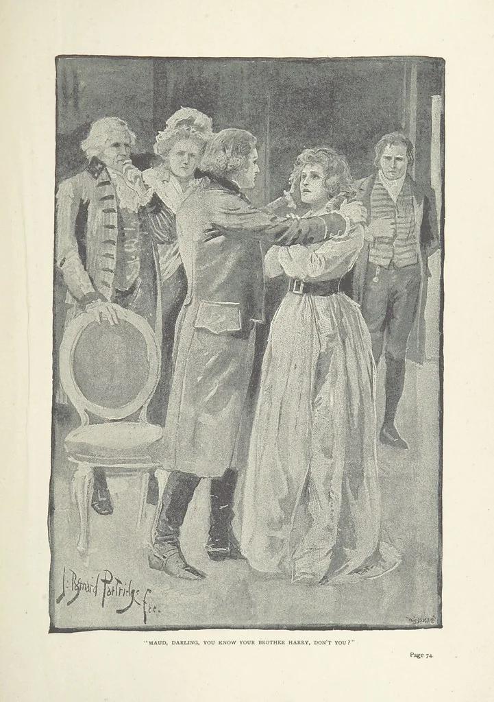 An illustration from The Lumley Wood Mystery ... Illustrated by J. B. Partridge, 1890, leaf 91