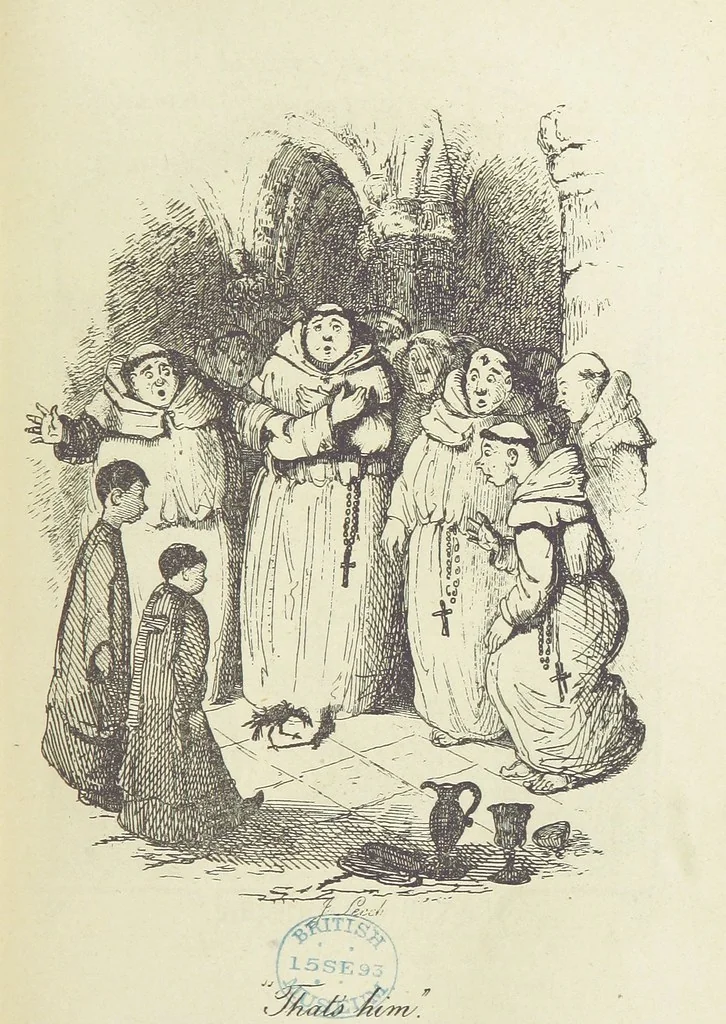An illustration from The Ingoldsby Legends ... With sixty illustrations by George Cruikshank, John Leech, and John Tenniel, 1893, leaf 75